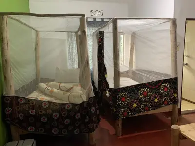 a couple of canopy beds in a room at The Better Inn in Moshi