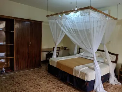 a bedroom with a bed with a canopy at Kilimanjaro Star Hotel in Moshi