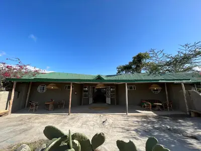 a house with a green roof and a patio at Africa Amini Homes - Africa Amini Life in Nkoaranga