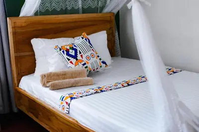 a bedroom with a bed with a mosquito net at Goodtimewithfar House in Moshi